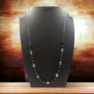 Napier Silver Tone w/ Black & White glass beads apprx. 30"